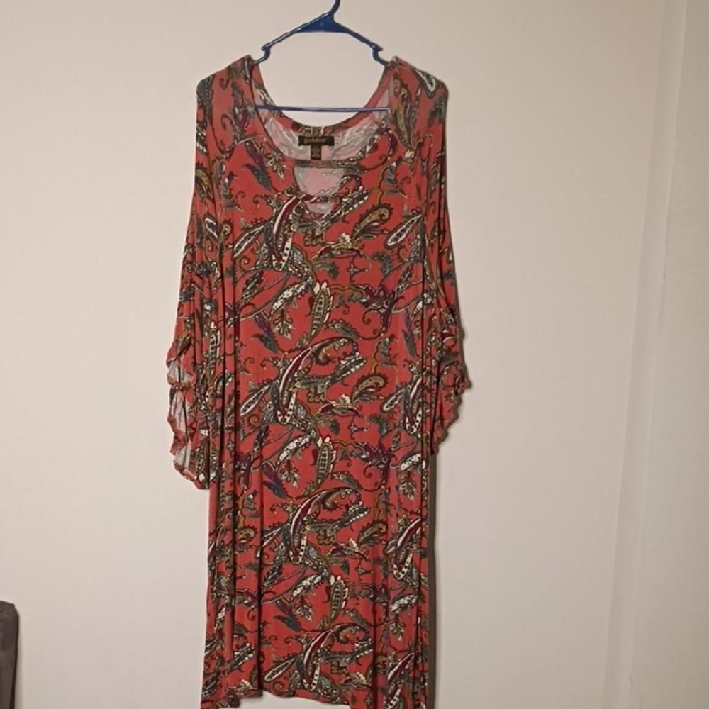 Goddess Red Paisley Long Sleeve Dress